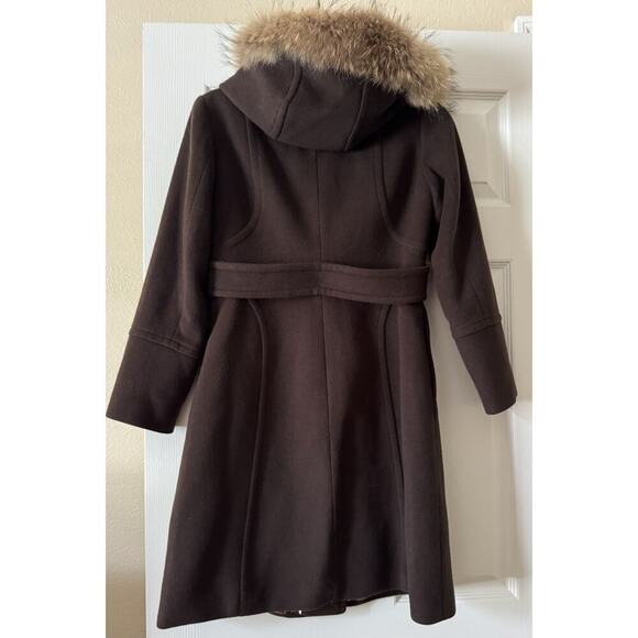 MARC NEW YORK BROWN WOOL COAT WITH FUR HOOD SIZE 2P - Picture 7 of 14